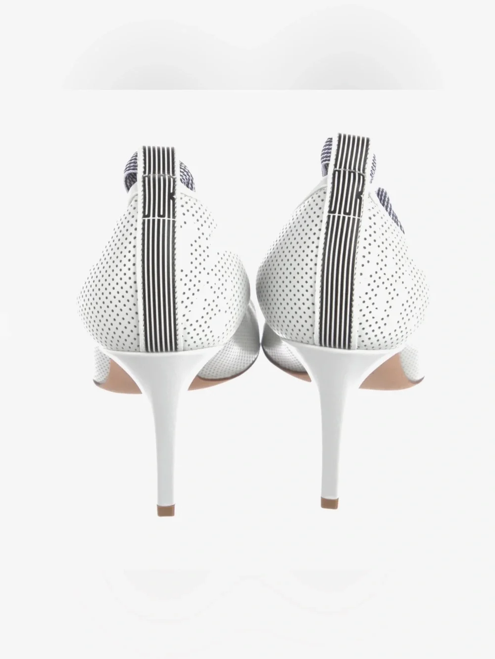 Christian Dior White Perforated Leather Ankle Tie Pumps Size 40